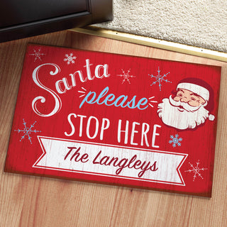 Santa Stop Here Personalized Doormat - 18x27 Inch, 1/8" Thin