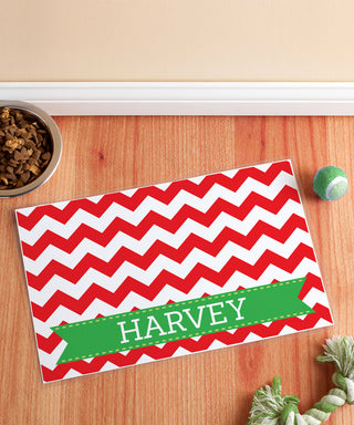 Personalized Christmas Chevron Pet Placemat
