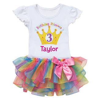 Birthday Princess Personalized Rainbow Tutu Shirt