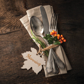 Set of 12 Personalized Wood Leaf Tags