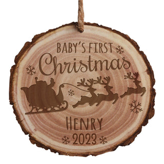 Baby's First Christmas Personalized Bark Ornament