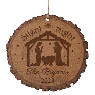 Silent Night Personalized Bark Ornament