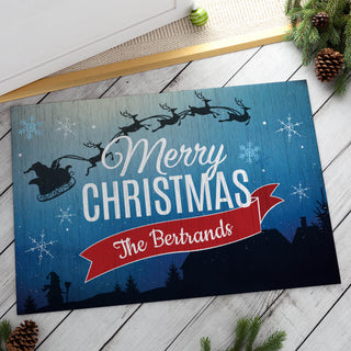 Merry Christmas Personalized Doormat - 18x27 Inch, 1/8" Thin