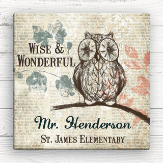 Wise Owl Personalized 12x12 Teacher Canvas