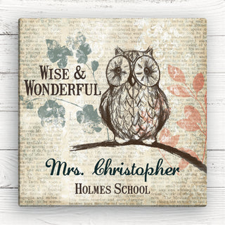 Wise Owl Personalized 16x16 Teacher Canvas