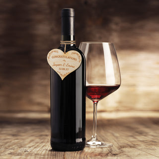 Set of 12 Personalized Heart Wine Tags