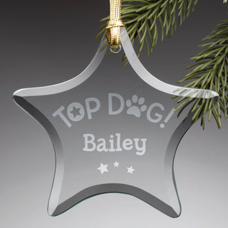 Top Dog Personalized Glass Star Ornament