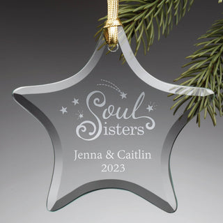 Soul Sisters Personalized Glass Star Ornament