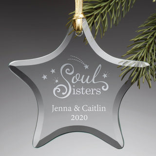 Soul Sisters Personalized Glass Star Ornament