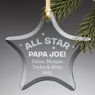 All Star Personalized Glass Star Ornament