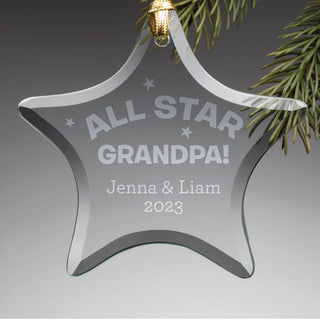 All Star Personalized Glass Star Ornament