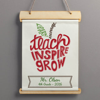 Teach, Inspire, Grow Personalized Hanging Canvas Banner