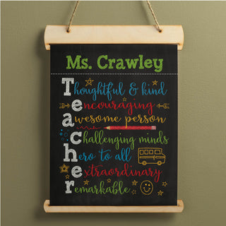 Colorful Teacher Personalized Hanging Canvas Banner