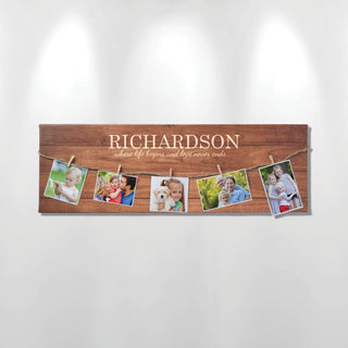 Personalized 9x27 Family Canvas with Photo Clips