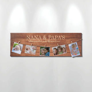 Personalized 9x27 Grandparents Canvas with Photo Clips