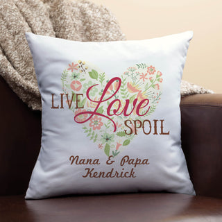 Live, Love, Spoil  Personalized 14" Throw Pillow