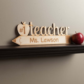 Number One Teacher Personalized Wood Plaque