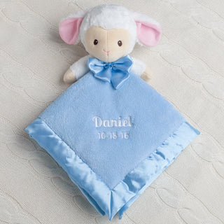 Personalized Blue Lamb Blanket
