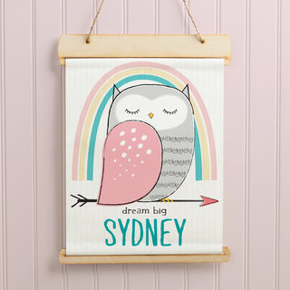 Personalized Dream Big Owl Hanging Canvas Banner