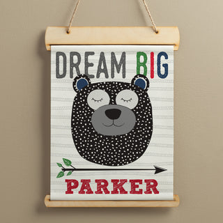 Personalized Dream Big Bear Hanging Canvas Banner