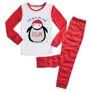 Personalized Red Penguin Pajamas