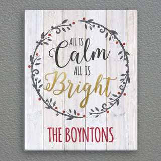 All Is Calm All Is Bright Personalized 16x20 Canvas