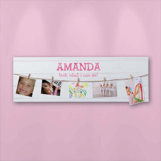 Look What I Can Do Personalized 9x27 Canvas With Photo Clips