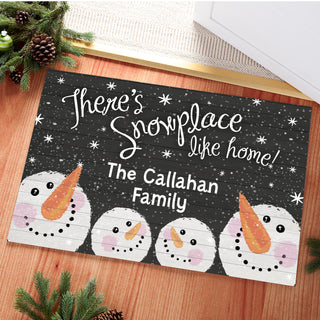 There's Snowplace Like Home Personalized Doormat---Family of Four