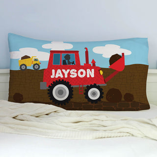 He Loves Construction Personalized Pillowcase