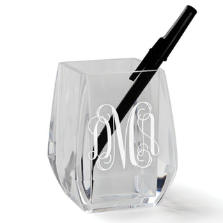 Script Monogram Personalized Acrylic Pen and Pencil Holder