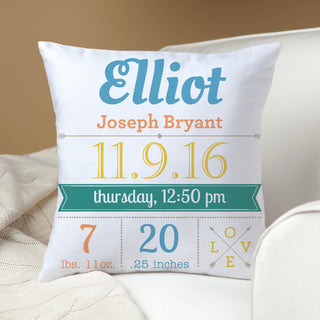 Baby Boy Personalized 14" Throw Pillow