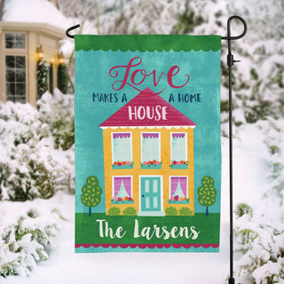Amanda McGee Personalized Love Makes A House A Home Personalized Garden Flag