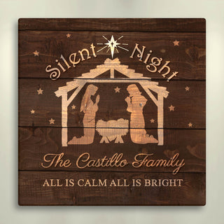 Silent Night Personalized 12x12 Canvas