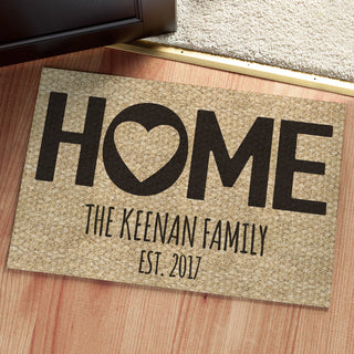 Where The Heart Is Personalized Doormat - 18x27 Inch, 1/8" Thin