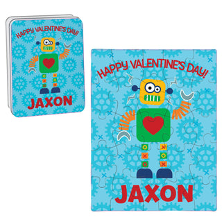 Robot Personalized Valentine's Day Puzzle and Tin