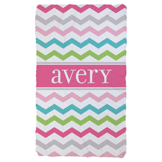 Chevron Name Personalized Plush Fleece Blanket For Girls