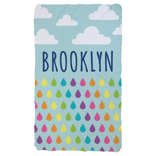 Rainbow Raindrops Personalized Plush Fleece Blanket