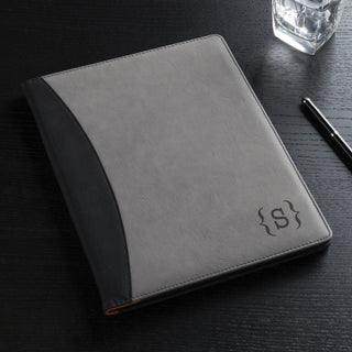 Bracket Initial Personalized Grey Padfolio