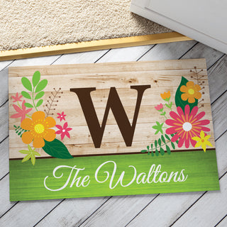 Spring Initial Personalized Doormat - 18x27 Inch, 1/8" Thin