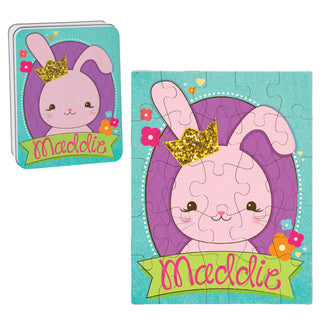 Girl Bunny Personalized Puzzle and Tin