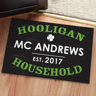 Hooligan Household Personalized Doormat - 18x27 Inch, 1/8" Thin