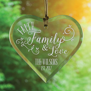 Faith, Family and Love Personalized Glass Sun Catcher