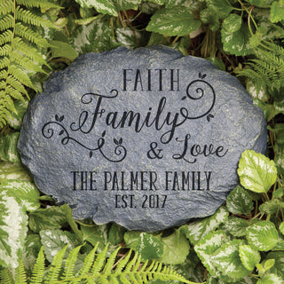 Faith, Family and Love Personalized Garden Stone