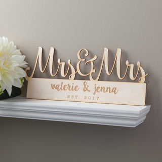 Mrs. & Mrs. Personalized Wood Plaque