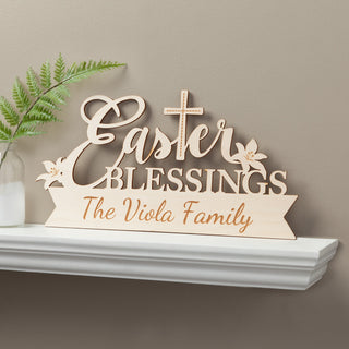 Easter Blessings Personalized Wood Plaque