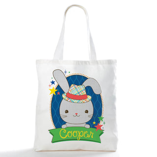 Boy Bunny Personalized Easter Tote Bag