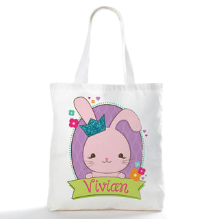 Girl Bunny Personalized Easter Tote Bag
