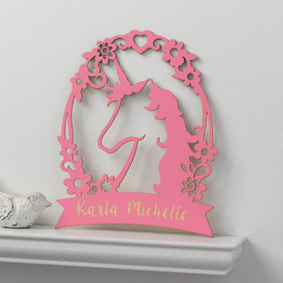 Personalized Pink Unicorn Wood Plaque