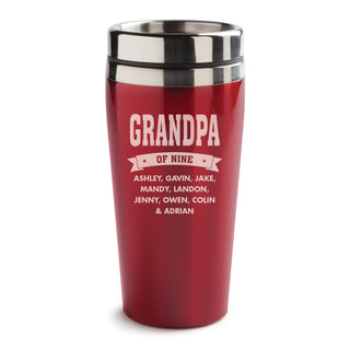 Dad or Grandpa Of Personalized 16 Oz. Red Travel Mug