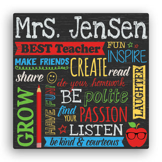 All About Teacher 12x12 Personalized Canvas